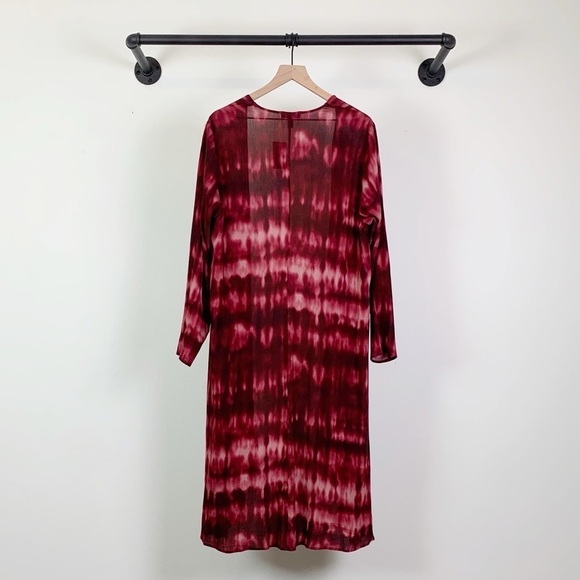 NWT Torrid Wine Tie Dye Gauze Kimono Longline Cardigan Red 0X - Picture 6 of 7